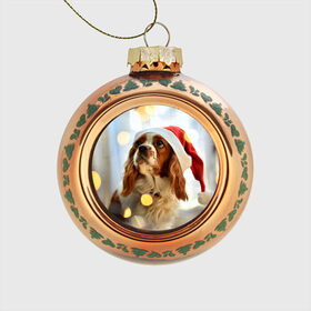 Стеклянный ёлочный шар с принтом Рождество в Санкт-Петербурге, Стекло | Диаметр: 80 мм | dog | кавалер кинг чарльз спаниель | новый год | пес | рождество | собака