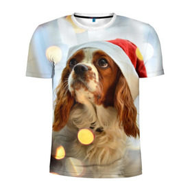 Мужская футболка 3D спортивная с принтом Рождество в Санкт-Петербурге, 100% полиэстер с улучшенными характеристиками | приталенный силуэт, круглая горловина, широкие плечи, сужается к линии бедра | dog | кавалер кинг чарльз спаниель | новый год | пес | рождество | собака