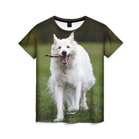 Женская футболка 3D с принтом Палочка в Санкт-Петербурге, 100% полиэфир ( синтетическое хлопкоподобное полотно) | прямой крой, круглый вырез горловины, длина до линии бедер | dog | лабрадор | мопс | пес | собака | такса | хаски | щеночек