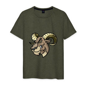 Мужская футболка хлопок с принтом Овен в Санкт-Петербурге, 100% хлопок | прямой крой, круглый вырез горловины, длина до линии бедер, слегка спущенное плечо. | баран | босс | животное | монстр | овен