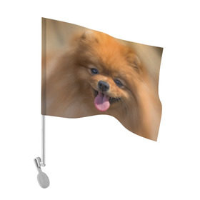 Флаг для автомобиля с принтом Милашка в Санкт-Петербурге, 100% полиэстер | Размер: 30*21 см | Тематика изображения на принте: dog | пес | померанский | собака | шпиц | щеночек