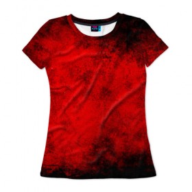 Женская футболка 3D с принтом Grunge red в Санкт-Петербурге, 100% полиэфир ( синтетическое хлопкоподобное полотно) | прямой крой, круглый вырез горловины, длина до линии бедер | watercolor | абстракция красок | акварель | брызги красок | живопись | краска | потертость красок