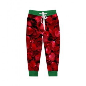 Детские брюки 3D с принтом Лепестки красных роз в Санкт-Петербурге, 100% полиэстер | манжеты по низу, эластичный пояс регулируется шнурком, по бокам два кармана без застежек, внутренняя часть кармана из мелкой сетки | красный | лепестки | природа | растения | розы | текстура | цветы