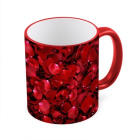 Кружка 3D с принтом Лепестки красных роз в Санкт-Петербурге, керамика | ёмкость 330 мл | красный | лепестки | природа | растения | розы | текстура | цветы