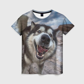 Женская футболка 3D с принтом Smile в Санкт-Петербурге, 100% полиэфир ( синтетическое хлопкоподобное полотно) | прямой крой, круглый вырез горловины, длина до линии бедер | dog | лабрадор | мопс | пес | собака | такса | хаски | щеночек