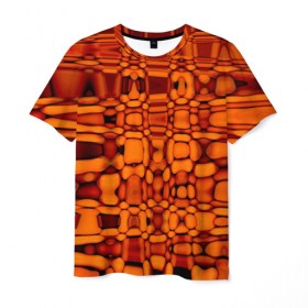 Мужская футболка 3D с принтом Апельсиновая абстракция в Санкт-Петербурге, 100% полиэфир | прямой крой, круглый вырез горловины, длина до линии бедер | 