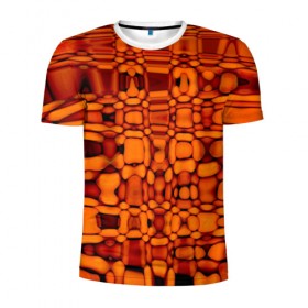 Мужская футболка 3D спортивная с принтом Апельсиновая абстракция в Санкт-Петербурге, 100% полиэстер с улучшенными характеристиками | приталенный силуэт, круглая горловина, широкие плечи, сужается к линии бедра | 