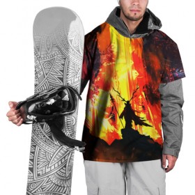 Накидка на куртку 3D с принтом Колдун в Санкт-Петербурге, 100% полиэстер |  | Тематика изображения на принте: волшебник | вулкан | горы | камни | копьё | лава | огонь | пламя | рога | фантастика | шаман