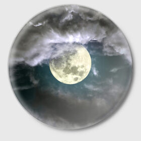 Значок с принтом Луна в Санкт-Петербурге,  металл | круглая форма, металлическая застежка в виде булавки | 