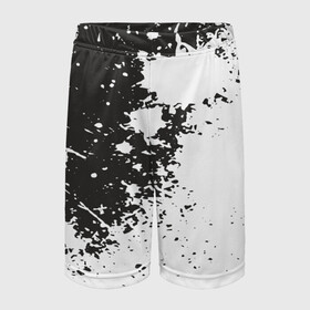 Детские спортивные шорты 3D с принтом Чёрное-белое в Санкт-Петербурге,  100% полиэстер
 | пояс оформлен широкой мягкой резинкой, ткань тянется
 | Тематика изображения на принте: гранж | краска | пятна