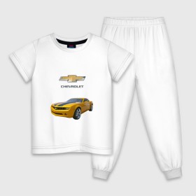 Детская пижама хлопок с принтом Chevrolet Camaro в Санкт-Петербурге, 100% хлопок |  брюки и футболка прямого кроя, без карманов, на брюках мягкая резинка на поясе и по низу штанин
 | Тематика изображения на принте: chevrolet | авто | автомобиль | блатная | иномарка | красивая | крутая | логотип | марка | марка красивая | машина | пацанский таз | прикольная | седан | сша | тачила | тачка | шевроле | эмблема