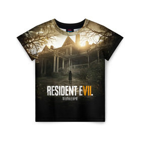 Детская футболка 3D с принтом Resident Evil в Санкт-Петербурге, 100% гипоаллергенный полиэфир | прямой крой, круглый вырез горловины, длина до линии бедер, чуть спущенное плечо, ткань немного тянется | horror | jovovich | milla | zombie | вирус | зло | зомби | йовович | милла | обитель | ужас