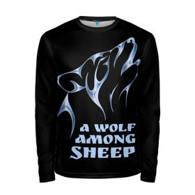 Мужской лонгслив 3D с принтом Волк среди овец в Санкт-Петербурге, 100% полиэстер | длинные рукава, круглый вырез горловины, полуприлегающий силуэт | wolf among sheep | татуировка | хищник