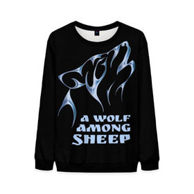 Мужской свитшот 3D с принтом Волк среди овец в Санкт-Петербурге, 100% полиэстер с мягким внутренним слоем | круглый вырез горловины, мягкая резинка на манжетах и поясе, свободная посадка по фигуре | wolf among sheep | татуировка | хищник