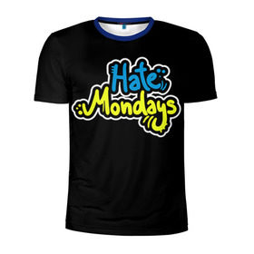 Мужская футболка 3D спортивная с принтом Ненавижу понедельники! в Санкт-Петербурге, 100% полиэстер с улучшенными характеристиками | приталенный силуэт, круглая горловина, широкие плечи, сужается к линии бедра | hate monday | светящиеся | флуоресцентный | флюр | флюровый