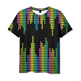 Мужская футболка 3D с принтом Эквалайзер в Санкт-Петербурге, 100% полиэфир | прямой крой, круглый вырез горловины, длина до линии бедер | Тематика изображения на принте: equalizer | светящиеся | флуоресцентный | флюр | флюровый