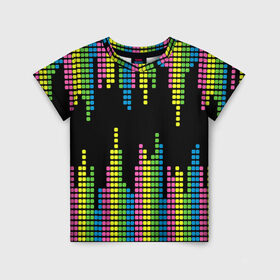 Детская футболка 3D с принтом Эквалайзер в Санкт-Петербурге, 100% гипоаллергенный полиэфир | прямой крой, круглый вырез горловины, длина до линии бедер, чуть спущенное плечо, ткань немного тянется | Тематика изображения на принте: equalizer | светящиеся | флуоресцентный | флюр | флюровый