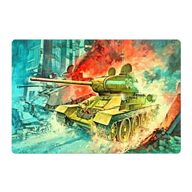 Магнитный плакат 3Х2 с принтом Tank в Санкт-Петербурге, Полимерный материал с магнитным слоем | 6 деталей размером 9*9 см | 3d | 9 мая | другие | живопись | картинка | огонь | победа | праздник | прикольные | природа | рисунок | танк | яркие