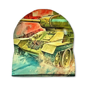 Шапка 3D с принтом Tank в Санкт-Петербурге, 100% полиэстер | универсальный размер, печать по всей поверхности изделия | Тематика изображения на принте: 3d | 9 мая | другие | живопись | картинка | огонь | победа | праздник | прикольные | природа | рисунок | танк | яркие