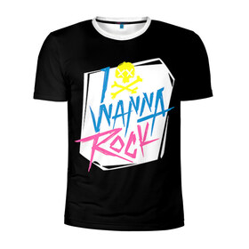 Мужская футболка 3D спортивная с принтом I Wanna Rock! в Санкт-Петербурге, 100% полиэстер с улучшенными характеристиками | приталенный силуэт, круглая горловина, широкие плечи, сужается к линии бедра | светящиеся | флуоресцентный | флюр | флюровый