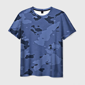 Мужская футболка 3D с принтом Камуфляж ночь! в Санкт-Петербурге, 100% полиэфир | прямой крой, круглый вырез горловины, длина до линии бедер | армейский | синий | темный