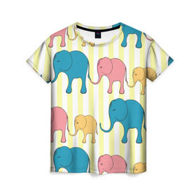Женская футболка 3D с принтом Слоники в Санкт-Петербурге, 100% полиэфир ( синтетическое хлопкоподобное полотно) | прямой крой, круглый вырез горловины, длина до линии бедер | Тематика изображения на принте: elephant | hipster | индия | йога | слон | хипстер