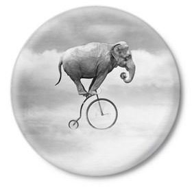 Значок с принтом Hipster Bike в Санкт-Петербурге,  металл | круглая форма, металлическая застежка в виде булавки | Тематика изображения на принте: elephant | hipster | индия | йога | слон | хипстер