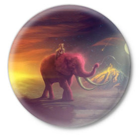 Значок с принтом Индия в Санкт-Петербурге,  металл | круглая форма, металлическая застежка в виде булавки | elephant | hipster | индия | йога | слон | хипстер