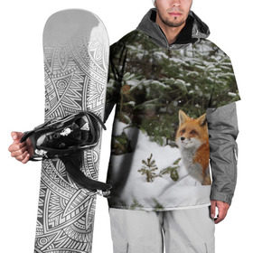 Накидка на куртку 3D с принтом Лиса в зимнем лесу в Санкт-Петербурге, 100% полиэстер |  | Тематика изображения на принте: fox | животное | зверь | красивая | лес | лис | лиса | лисенок | лисица | лисичка | мех | патрикеевна | песец | плутовка | прикольная | природа | рыжая | рыжий цвет | сказка | хвост | хитрая | хищник