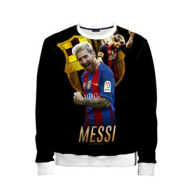 Детский свитшот 3D с принтом Messi в Санкт-Петербурге, 100% полиэстер | свободная посадка, прямой крой, мягкая тканевая резинка на рукавах и понизу свитшота | barcelona | lionel  messi | messi | барса | барселона | лионель месси | футбол | футбольный  клуб барселона