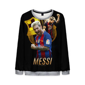 Мужской свитшот 3D с принтом Messi в Санкт-Петербурге, 100% полиэстер с мягким внутренним слоем | круглый вырез горловины, мягкая резинка на манжетах и поясе, свободная посадка по фигуре | barcelona | lionel  messi | messi | барса | барселона | лионель месси | футбол | футбольный  клуб барселона