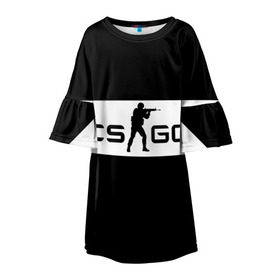 Детское платье 3D с принтом CS GO черно-белый в Санкт-Петербурге, 100% полиэстер | прямой силуэт, чуть расширенный к низу. Круглая горловина, на рукавах — воланы | cs go | контер страйк | контра