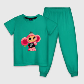 Детская пижама хлопок с принтом Чебурашка в Санкт-Петербурге, 100% хлопок |  брюки и футболка прямого кроя, без карманов, на брюках мягкая резинка на поясе и по низу штанин
 | тату | хиппи | эмо