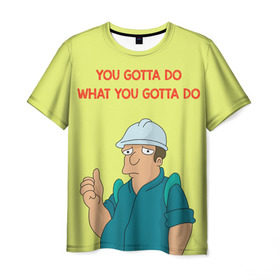 Мужская футболка 3D с принтом Работа в Санкт-Петербурге, 100% полиэфир | прямой крой, круглый вырез горловины, длина до линии бедер | futurama | футурама