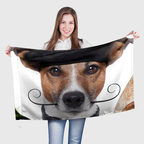 Флаг 3D с принтом Джек рассел - мексиканец в Санкт-Петербурге, 100% полиэстер | плотность ткани — 95 г/м2, размер — 67 х 109 см. Принт наносится с одной стороны | джек | любимец | пес | песик | питомец | рассел | собака | собаки | собачка | терьер