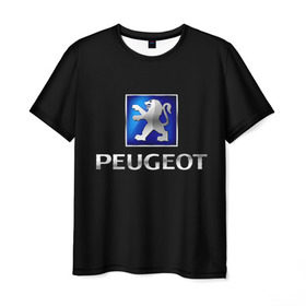 Мужская футболка 3D с принтом Peugeot в Санкт-Петербурге, 100% полиэфир | прямой крой, круглый вырез горловины, длина до линии бедер | brand | car | france | logo | peugeot | автомобиль | логотип | марка | франция