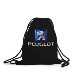 Рюкзак-мешок 3D с принтом Peugeot в Санкт-Петербурге, 100% полиэстер | плотность ткани — 200 г/м2, размер — 35 х 45 см; лямки — толстые шнурки, застежка на шнуровке, без карманов и подкладки | brand | car | france | logo | peugeot | автомобиль | логотип | марка | франция