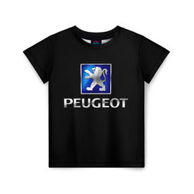 Детская футболка 3D с принтом Peugeot в Санкт-Петербурге, 100% гипоаллергенный полиэфир | прямой крой, круглый вырез горловины, длина до линии бедер, чуть спущенное плечо, ткань немного тянется | brand | car | france | logo | peugeot | автомобиль | логотип | марка | франция
