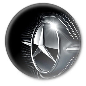 Значок с принтом Mercedes-Benz в Санкт-Петербурге,  металл | круглая форма, металлическая застежка в виде булавки | Тематика изображения на принте: car | germany | logo | make | mercedes benz | автомобиль | германия | логотип | марка | мерседес бенц