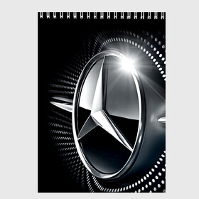 Скетчбук с принтом Mercedes-Benz в Санкт-Петербурге, 100% бумага
 | 48 листов, плотность листов — 100 г/м2, плотность картонной обложки — 250 г/м2. Листы скреплены сверху удобной пружинной спиралью | car | germany | logo | make | mercedes benz | автомобиль | германия | логотип | марка | мерседес бенц