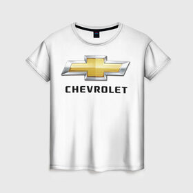 Женская футболка 3D с принтом Chevrolet в Санкт-Петербурге, 100% полиэфир ( синтетическое хлопкоподобное полотно) | прямой крой, круглый вырез горловины, длина до линии бедер | brand | car | chevrolet | logo | usa | автомобиль | логотип | марка | сша | шевроле