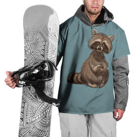 Накидка на куртку 3D с принтом Raccoon в Санкт-Петербурге, 100% полиэстер |  | Тематика изображения на принте: raccoon | енот