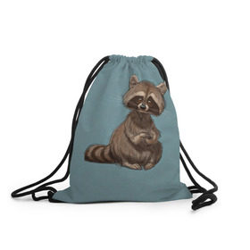 Рюкзак-мешок 3D с принтом Raccoon в Санкт-Петербурге, 100% полиэстер | плотность ткани — 200 г/м2, размер — 35 х 45 см; лямки — толстые шнурки, застежка на шнуровке, без карманов и подкладки | raccoon | енот