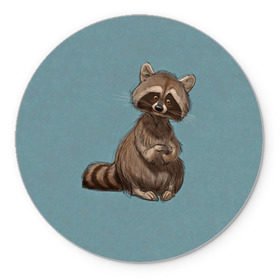 Коврик круглый с принтом Raccoon в Санкт-Петербурге, резина и полиэстер | круглая форма, изображение наносится на всю лицевую часть | raccoon | енот