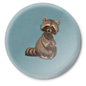 Значок с принтом Raccoon в Санкт-Петербурге,  металл | круглая форма, металлическая застежка в виде булавки | raccoon | енот