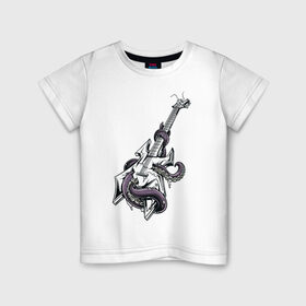 Детская футболка хлопок с принтом Гитара в Санкт-Петербурге, 100% хлопок | круглый вырез горловины, полуприлегающий силуэт, длина до линии бедер | гитара | металл | музыка | осьминог | рок
