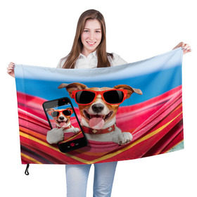 Флаг 3D с принтом Джек рассел - в гамаке в Санкт-Петербурге, 100% полиэстер | плотность ткани — 95 г/м2, размер — 67 х 109 см. Принт наносится с одной стороны | волкодав | дворняжка | джек | джек рассел | домашние животные | любимец | мопс | овчарка | пес | песик | питомец | рассел | сенбернар | собака | собачка