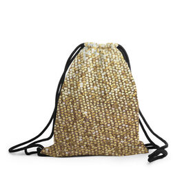 Рюкзак-мешок 3D с принтом Золото в Санкт-Петербурге, 100% полиэстер | плотность ткани — 200 г/м2, размер — 35 х 45 см; лямки — толстые шнурки, застежка на шнуровке, без карманов и подкладки | пайетки | текстура | чешуя