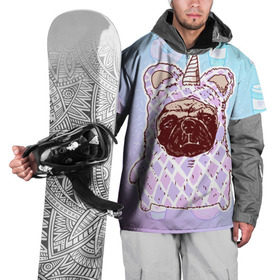 Накидка на куртку 3D с принтом мопс-единорог в Санкт-Петербурге, 100% полиэстер |  | Тематика изображения на принте: dog | mops | tmblr | tumbler | unicorn | единорог | мопс