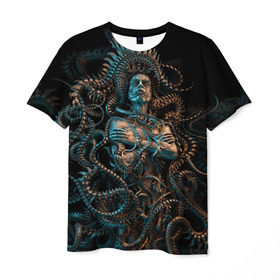Мужская футболка 3D с принтом Meshuggah в Санкт-Петербурге, 100% полиэфир | прямой крой, круглый вырез горловины, длина до линии бедер | Тематика изображения на принте: meshuggah | метал | рок